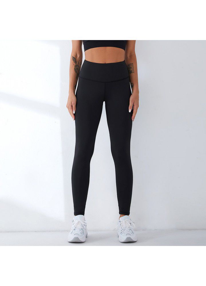 2021 European and American new yoga pants women's cross border slim high waist fitness pants running sports pants tight high elastic Leggings