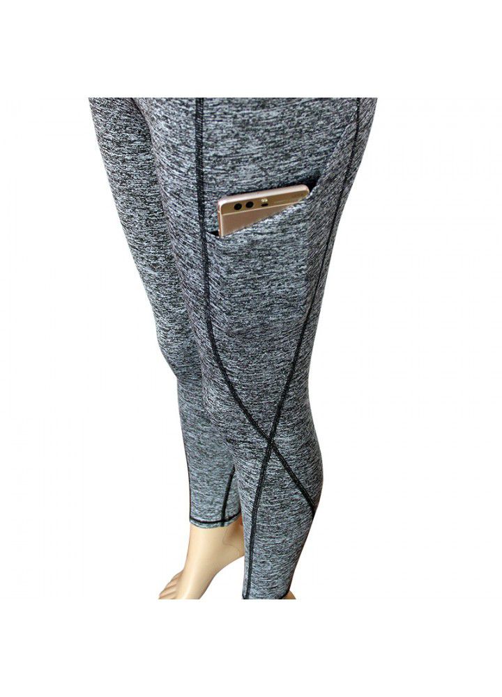 Cross border running pants high waist Fitness Yoga Pants women's European and American pocket tights Amazon popular yoga pants