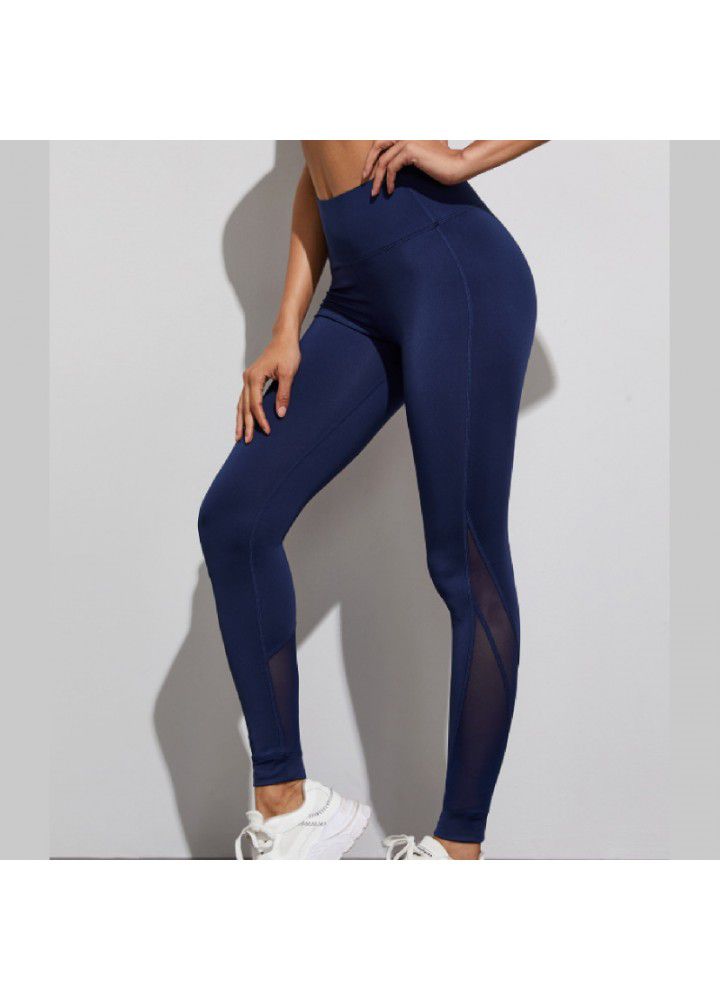 Manufacturer wholesales Capris, pure color European and American yoga pants, women's cross-border sports, high elastic bottoming, tight and thin fitness pants
