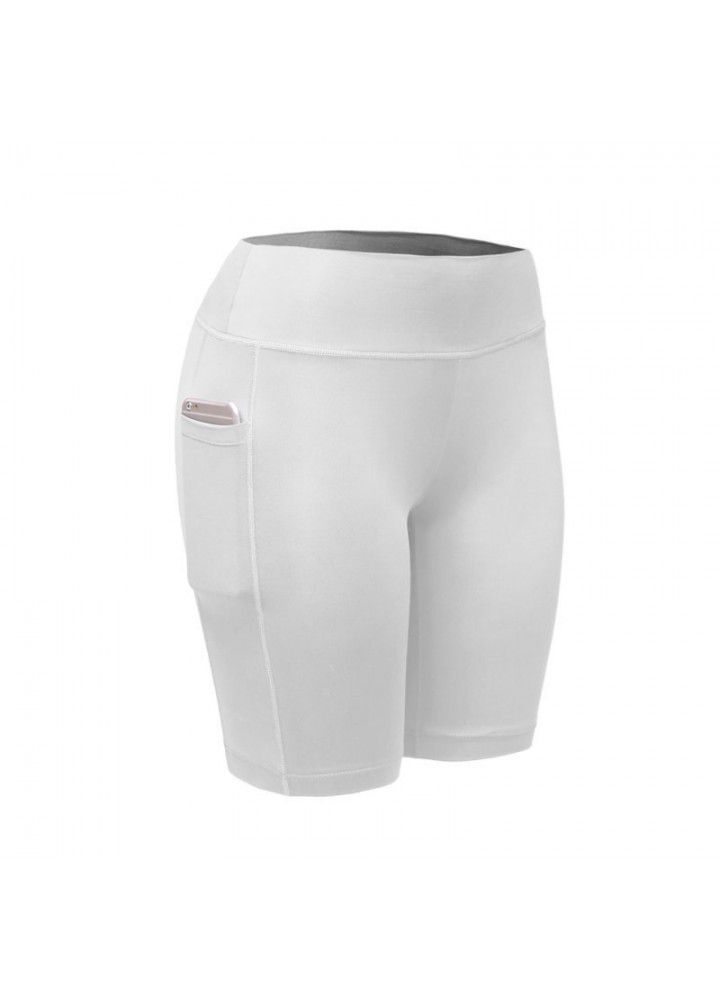 European and American cross border Capris Amazon sports shorts High Waist Stretch women's yoga pants pocket stitching Leggings