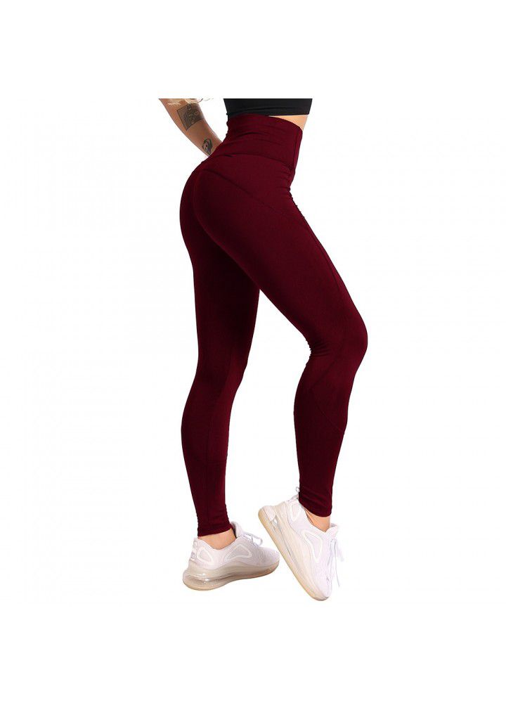 European and American hip pants fitness suit women's tight high waist elastic Leggings cross border running sports Yoga Pants