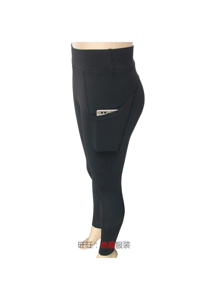 Cross border running pants high waist Fitness Yoga Pants women's European and American pocket tights Amazon popular yoga pants