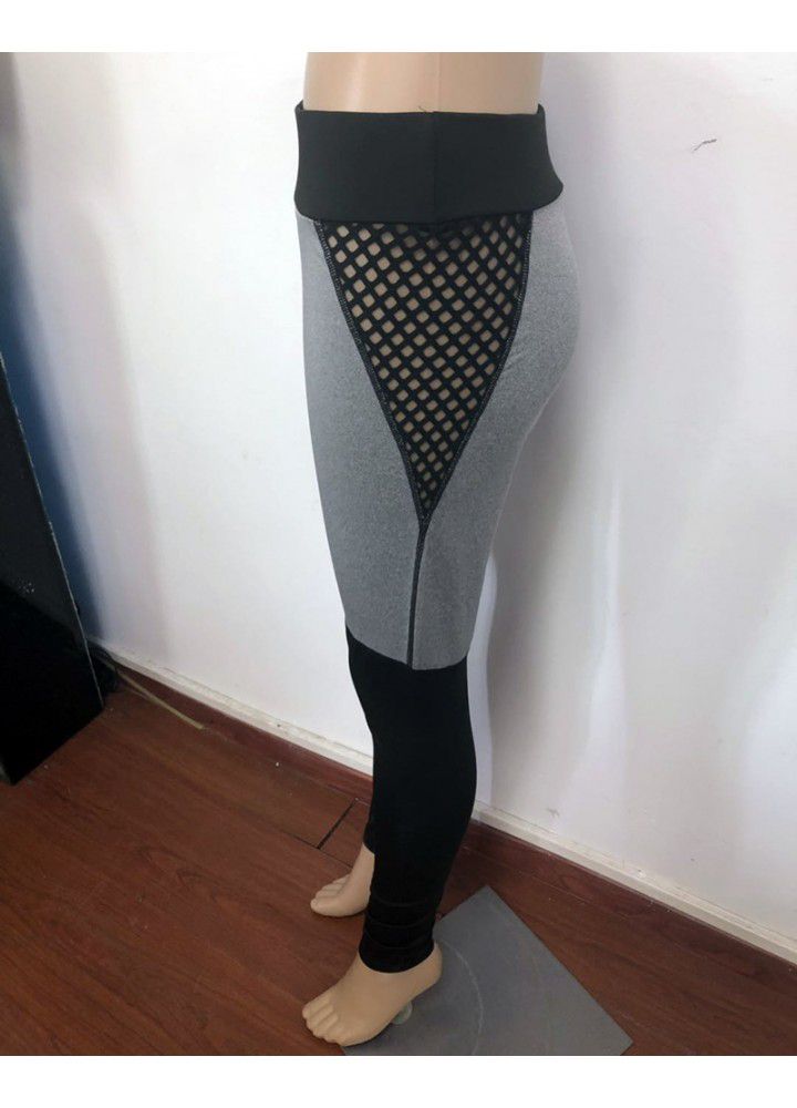 European and American tights women's express fitness pants mesh splicing Yoga Pants women's Amazon popular bodybuilding pants