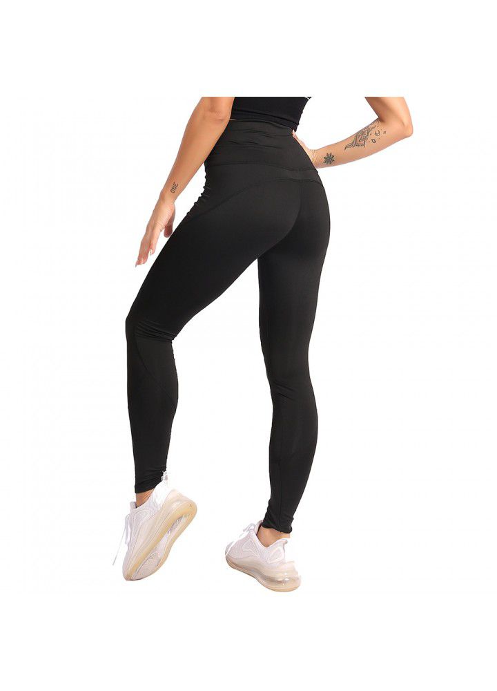 European and American hip pants fitness suit women's tight high waist elastic Leggings cross border running sports Yoga Pants