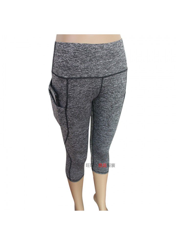 Amazon popular fitness pants cross border slant pocket high waist Yoga Capris Leggings European and American sports pants