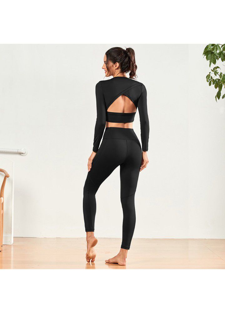European and American foreign trade new running fitness two piece set of tight elastic Yoga Pants sports jacket Yoga suit women