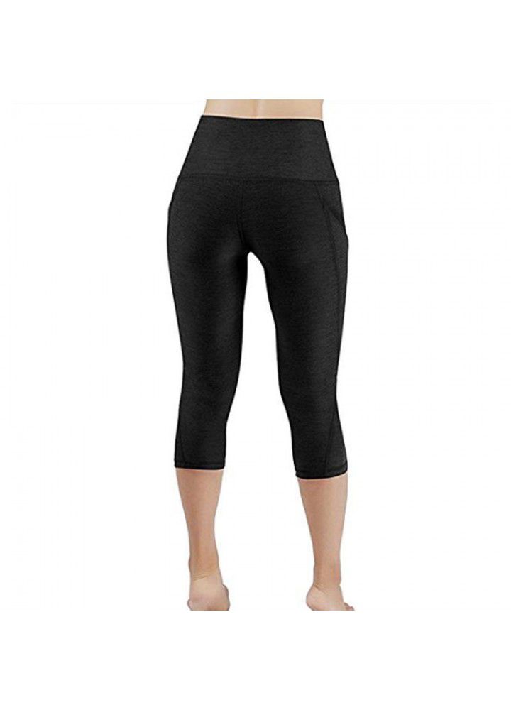 Amazon popular fitness pants cross border slant pocket high waist Yoga Capris Leggings European and American sports pants