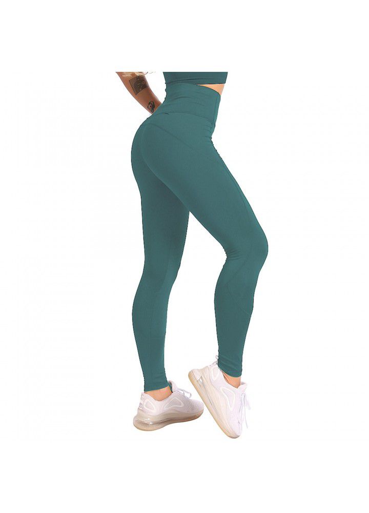 European and American hip pants fitness suit women's tight high waist elastic Leggings cross border running sports Yoga Pants