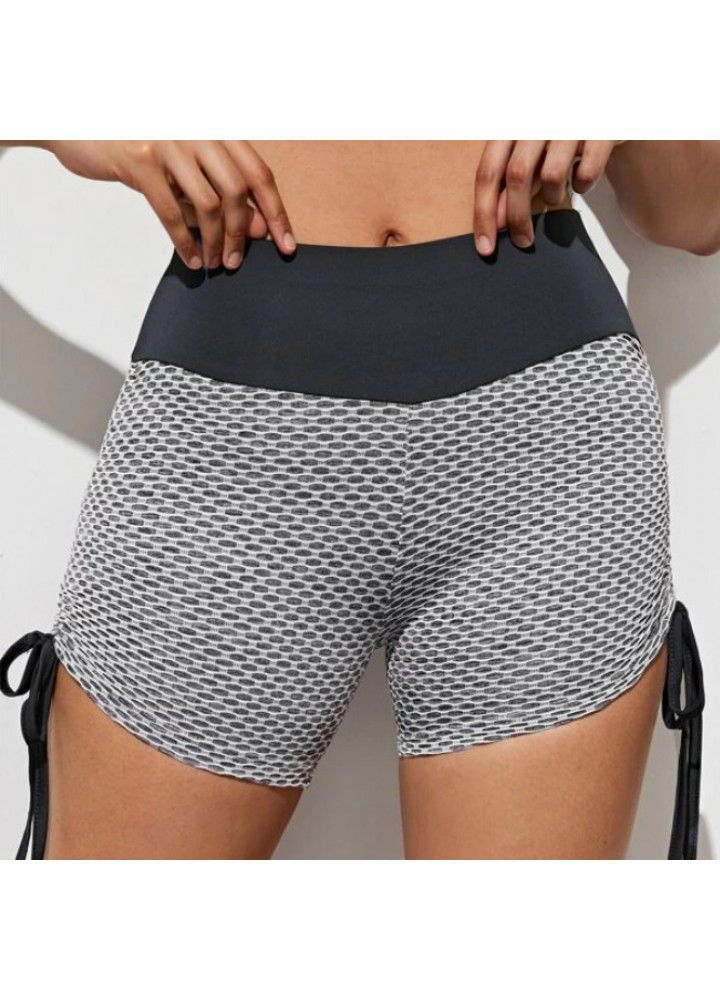 New cross border peach hip yoga pants with drawstring high waist Sexy Sports tights and hip lifting fitness shorts