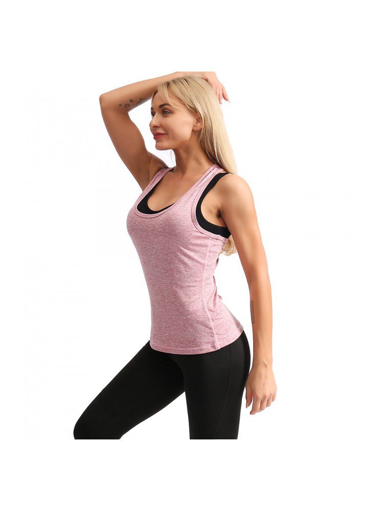 Cross border fast selling yoga clothes women's top, European and American sports vest, wearing foreign trade side pocket, running and fitness clothes women
