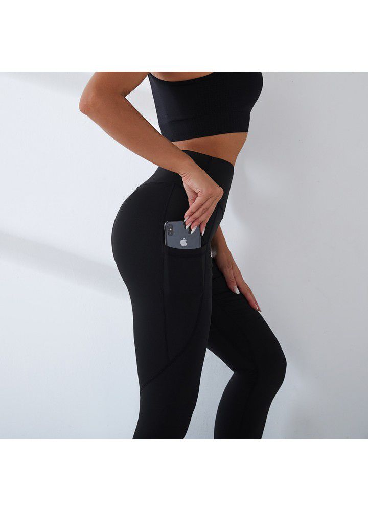 2021 cross border stretch Yoga Pants women's tights foreign trade high waist sports pants European and American fitness pants women