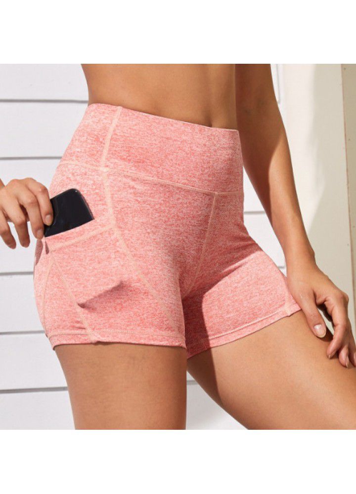 2021 new European and American sports shorts fitness women's mesh splicing tights side pocket cross border Yoga Pants