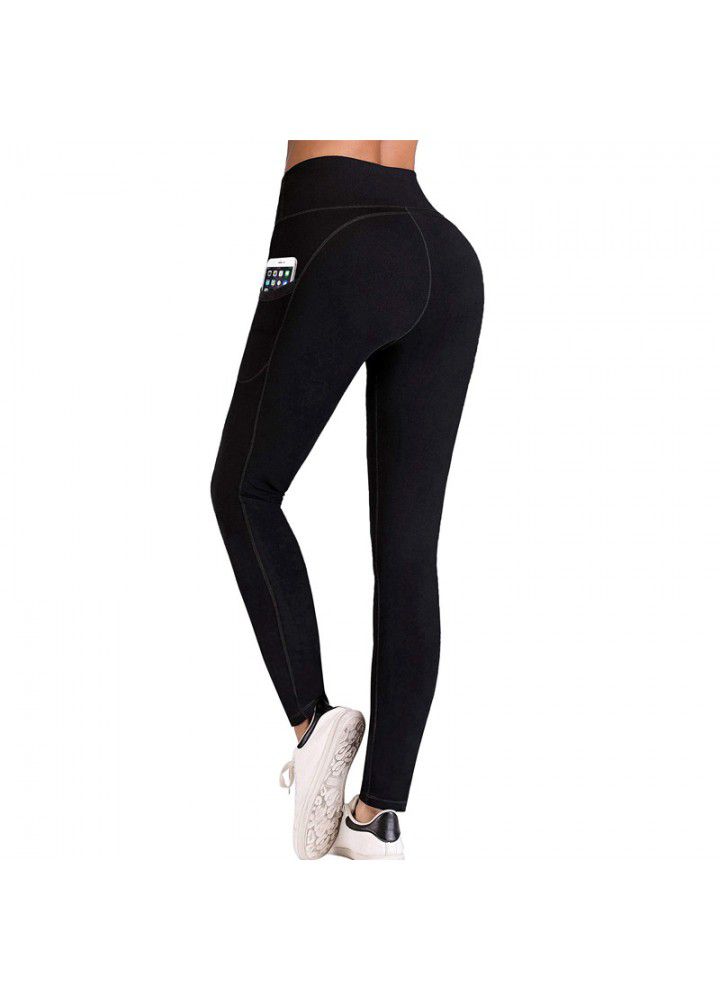 Foreign trade yoga pants, European and American running sports fitness pants, Amazon side mobile phone pocket sports underpants