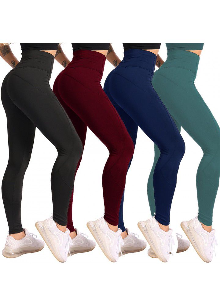 European and American hip pants fitness suit women's tight high waist elastic Leggings cross border running sports Yoga Pants