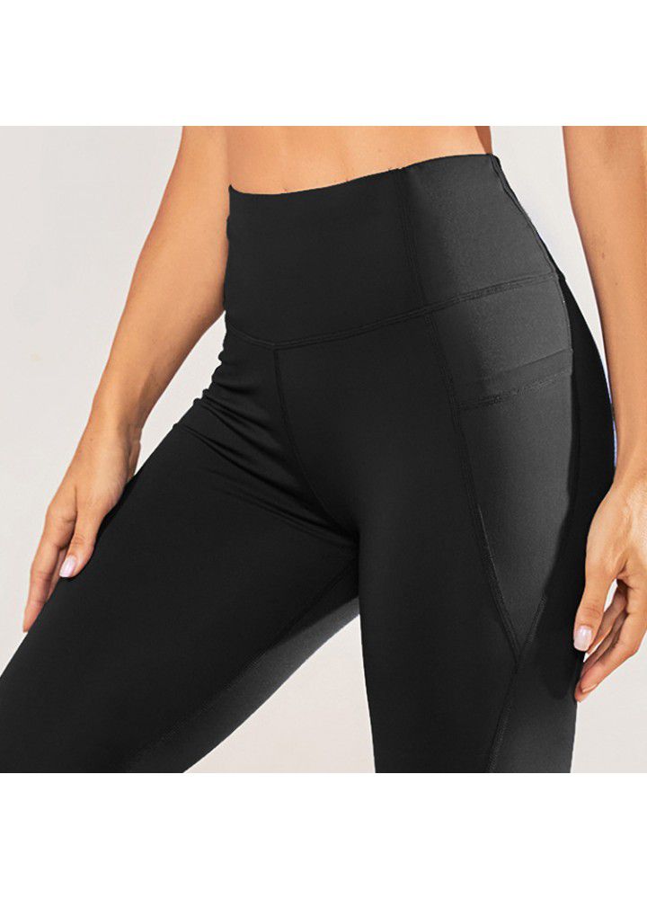 2021 new yoga pants training high elastic fitness short foreign trade Pocket Shorts European and American sports pants women's pants