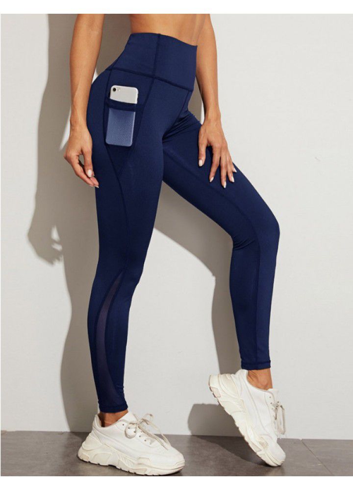 Cross border Yoga Pants Amazon Capris foreign trade running fitness pants European and American mobile phone side pocket sports Leggings