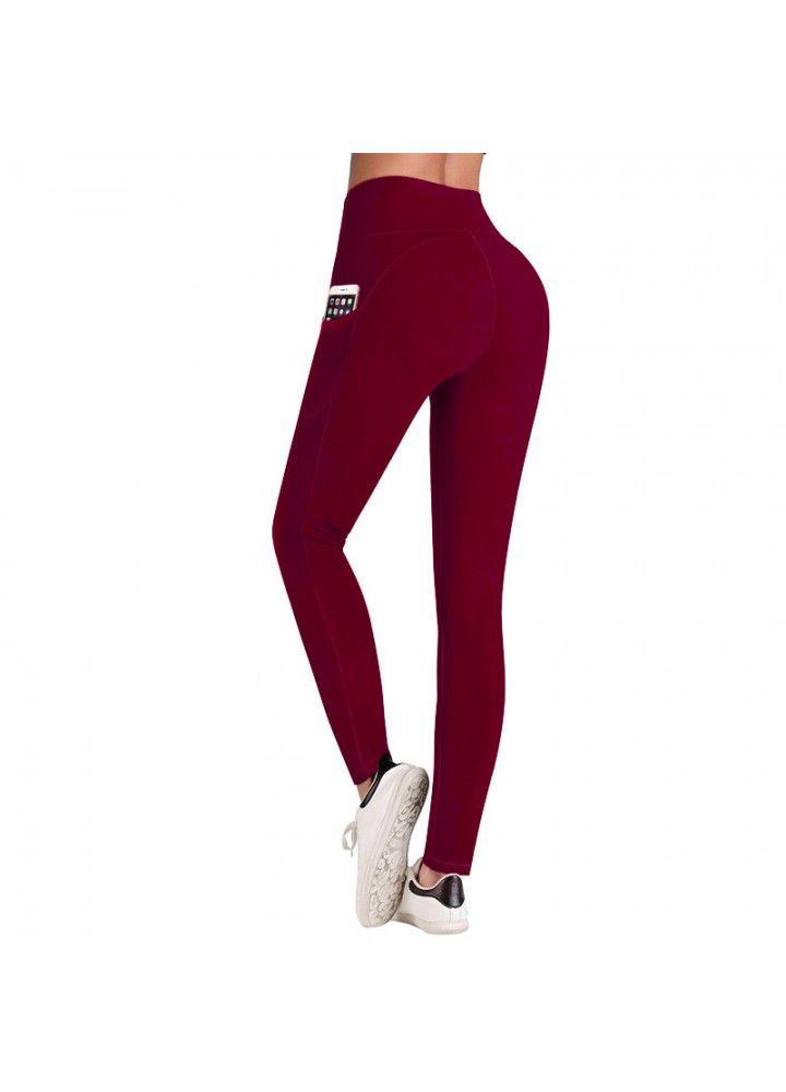 Foreign trade yoga pants, European and American running sports fitness pants, Amazon side mobile phone pocket sports underpants