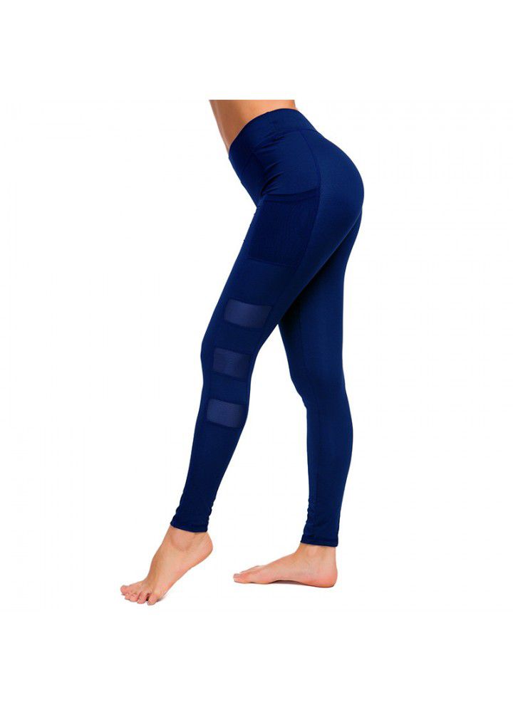 European and American cross border mesh side pocket Yoga Pants women's 2021 foreign trade Leggings eBay running sports fitness pants