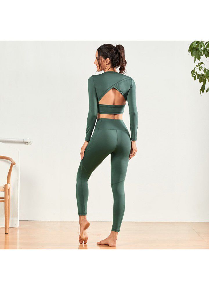European and American foreign trade new running fitness two piece set of tight elastic Yoga Pants sports jacket Yoga suit women
