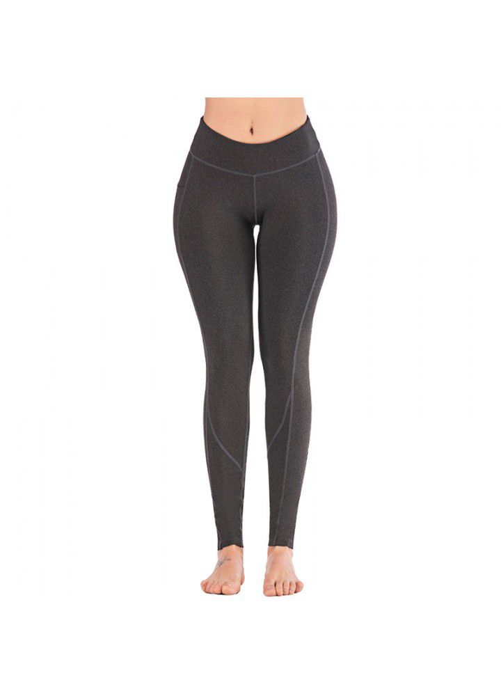 Cross border new quarter Yoga Pants European and American sports pants high waist tight Yoga Pants women's mobile phone pocket fitness pants