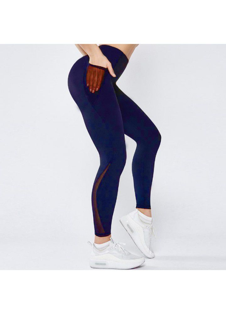 Cross border Yoga Pants Amazon Capris foreign trade running fitness pants European and American mobile phone side pocket sports Leggings