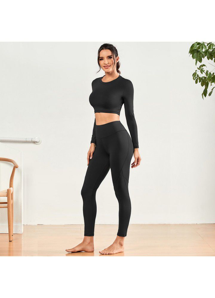 European and American foreign trade new running fitness two piece set of tight elastic Yoga Pants sports jacket Yoga suit women