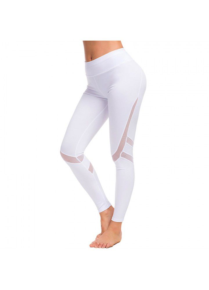 Amazon cross border mesh splicing running pants popular yoga pants women's European and American fitness Pants New Yoga Pants