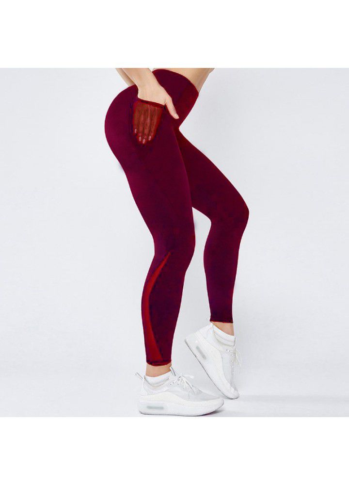 Cross border Yoga Pants Amazon Capris foreign trade running fitness pants European and American mobile phone side pocket sports Leggings