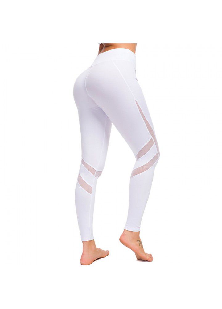 Amazon cross border mesh splicing running pants popular yoga pants women's European and American fitness Pants New Yoga Pants