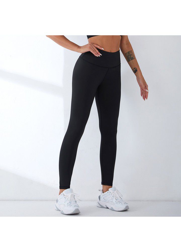 2021 European and American new yoga pants women's cross border slim high waist fitness pants running sports pants tight high elastic Leggings