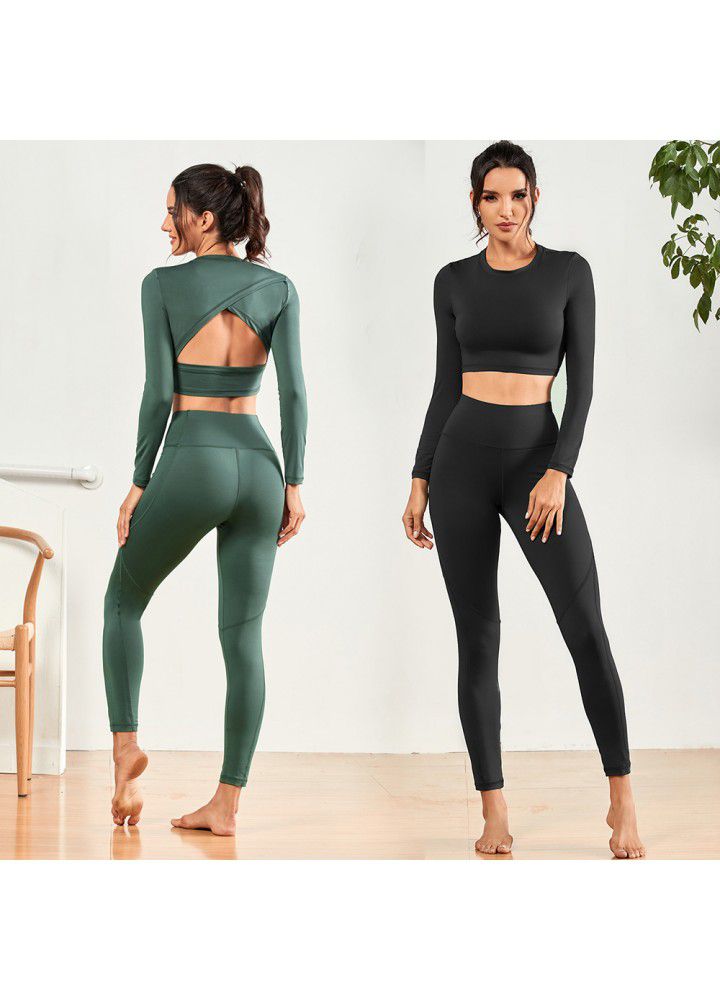 European and American foreign trade new running fitness two piece set of tight elastic Yoga Pants sports jacket Yoga suit women