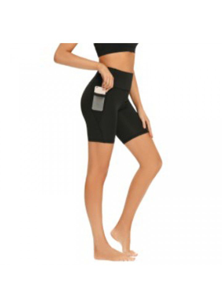2021 new yoga pants training high elastic fitness short foreign trade Pocket Shorts European and American sports pants women's pants