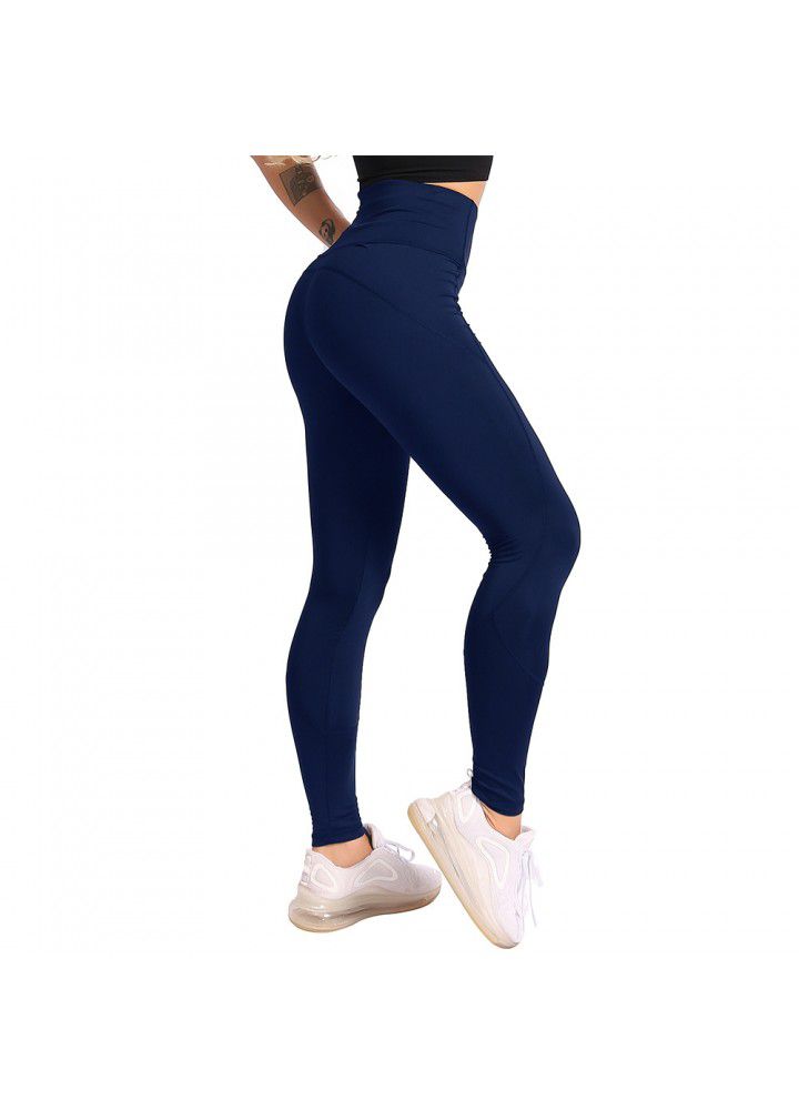 European and American hip pants fitness suit women's tight high waist elastic Leggings cross border running sports Yoga Pants