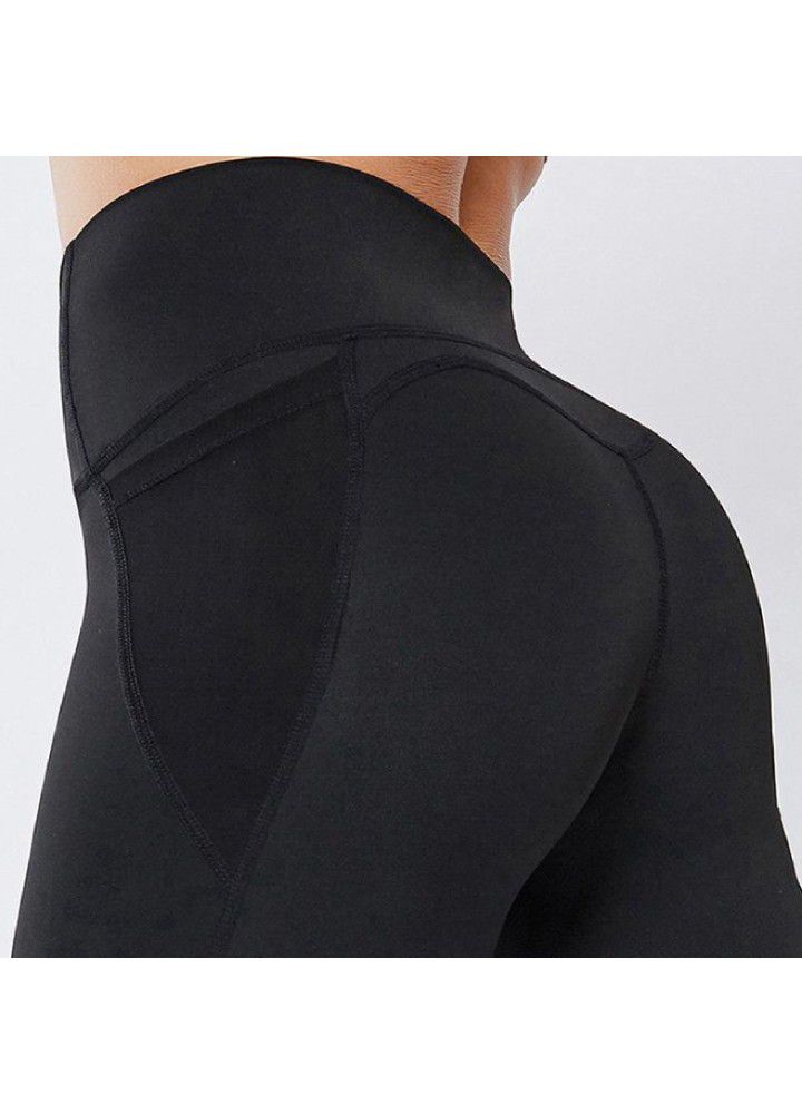 Cross border Yoga Pants Amazon Capris foreign trade running fitness pants European and American mobile phone side pocket sports Leggings