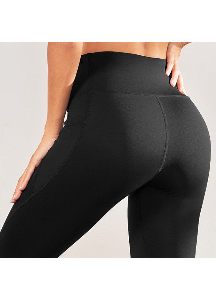2021 new yoga pants training high elastic fitness short foreign trade Pocket Shorts European and American sports pants women's pants