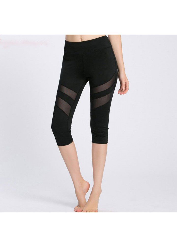 Cross border Europe and the United States Yoga Pants fast selling eBay popular tights mesh Capris running sports fitness pants women