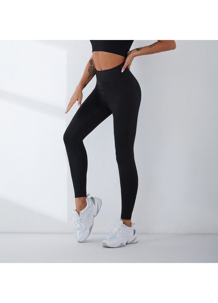 2021 cross border stretch Yoga Pants women's tights foreign trade high waist sports pants European and American fitness pants women