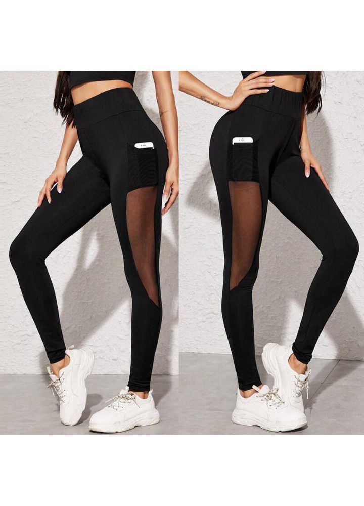 European and American Yoga Pants cross border pocket sports tights European and American High Waist Stretch Yoga Pants running fitness pants