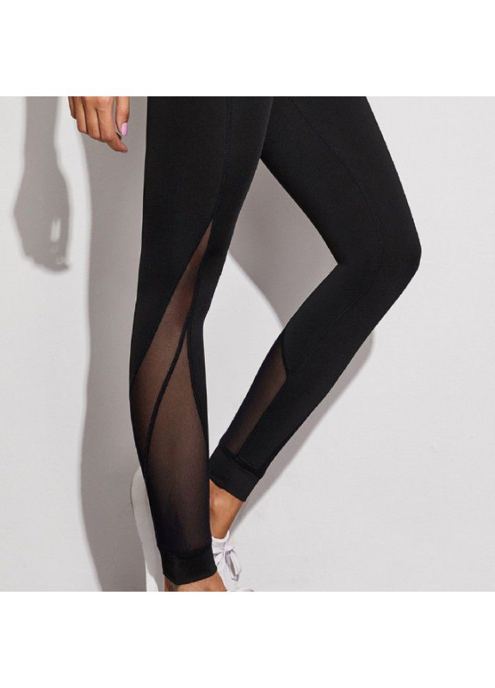 Manufacturer wholesales Capris, pure color European and American yoga pants, women's cross-border sports, high elastic bottoming, tight and thin fitness pants