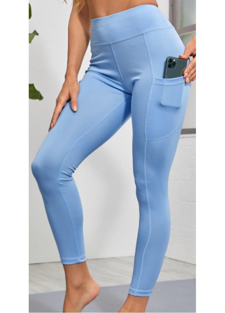 Foreign trade yoga pants, European and American running sports fitness pants, Amazon side mobile phone pocket sports underpants