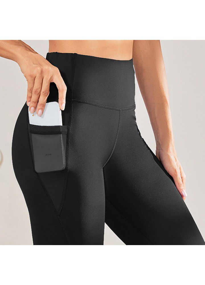 2021 new yoga pants training high elastic fitness short foreign trade Pocket Shorts European and American sports pants women's pants