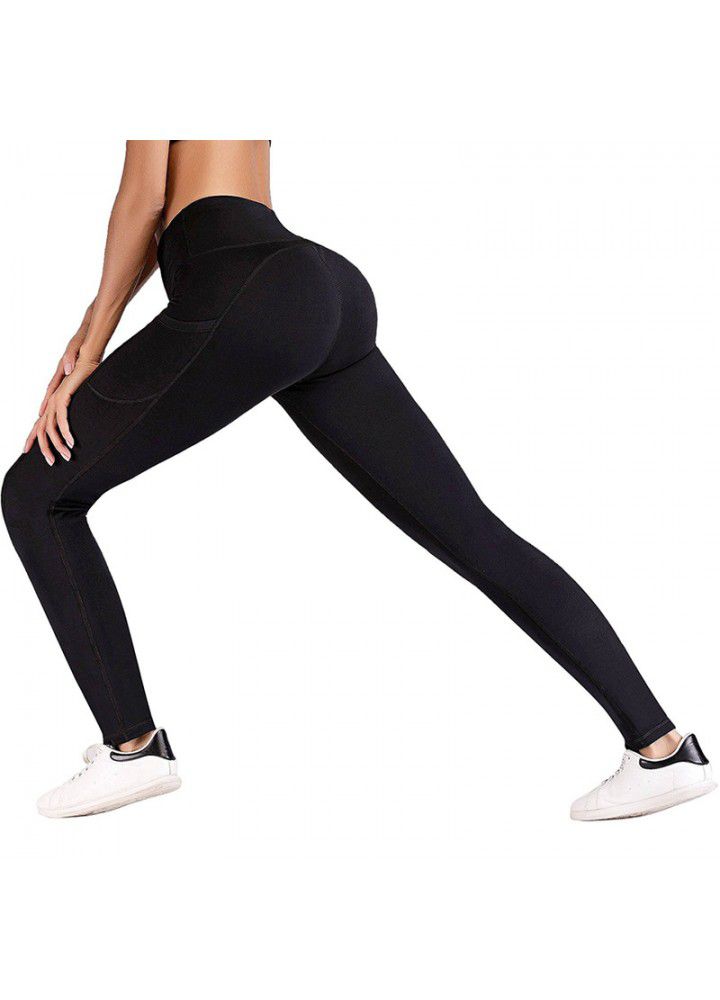 Foreign trade yoga pants, European and American running sports fitness pants, Amazon side mobile phone pocket sports underpants