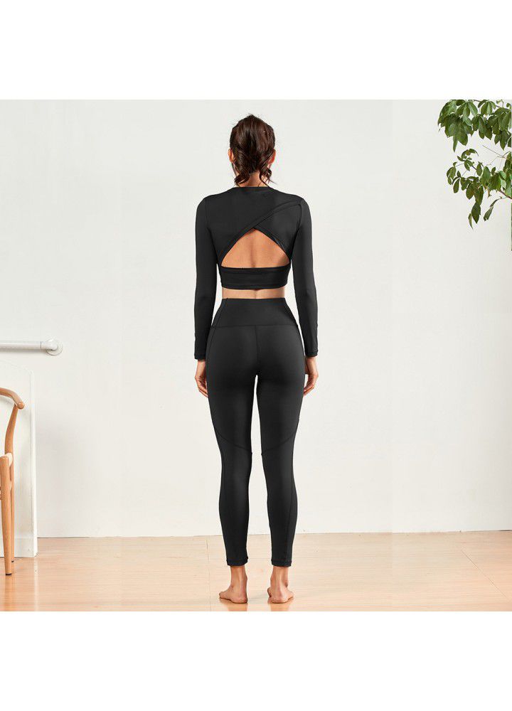 European and American foreign trade new running fitness two piece set of tight elastic Yoga Pants sports jacket Yoga suit women