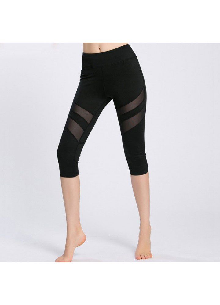 Cross border Europe and the United States Yoga Pants fast selling eBay popular tights mesh Capris running sports fitness pants women