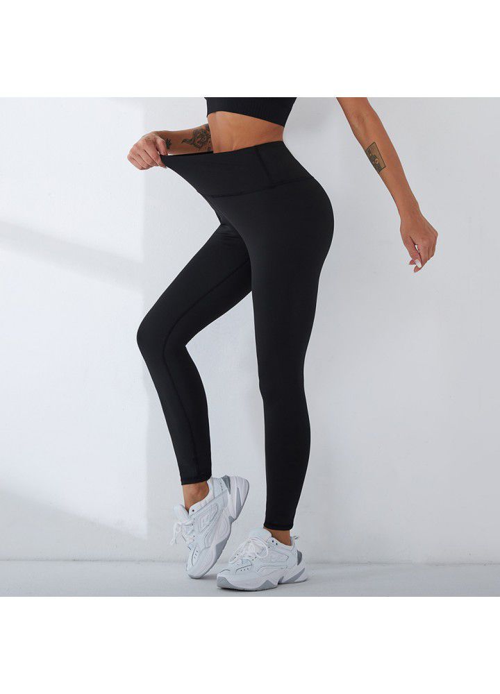 2021 European and American new yoga pants women's cross border slim high waist fitness pants running sports pants tight high elastic Leggings