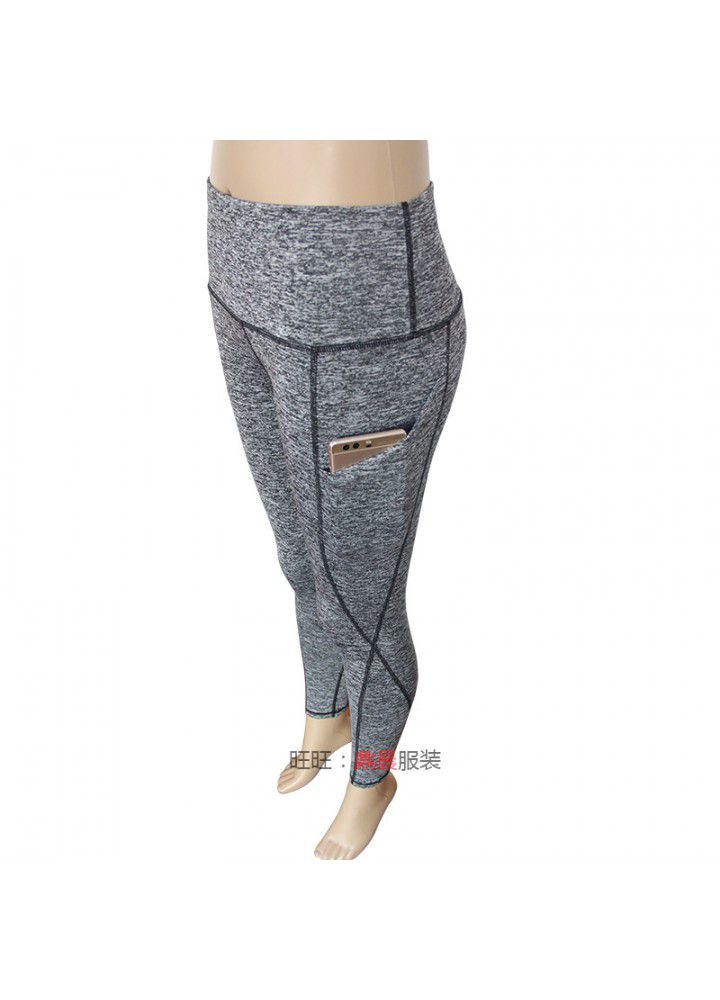 Cross border running pants high waist Fitness Yoga Pants women's European and American pocket tights Amazon popular yoga pants