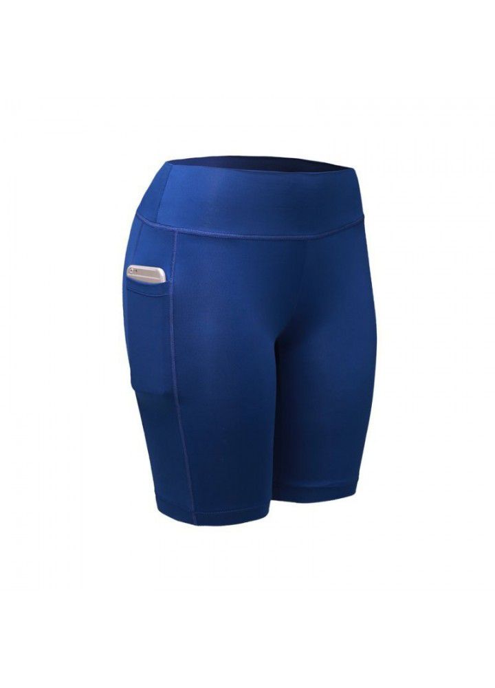 European and American cross border Capris Amazon sports shorts High Waist Stretch women's yoga pants pocket stitching Leggings