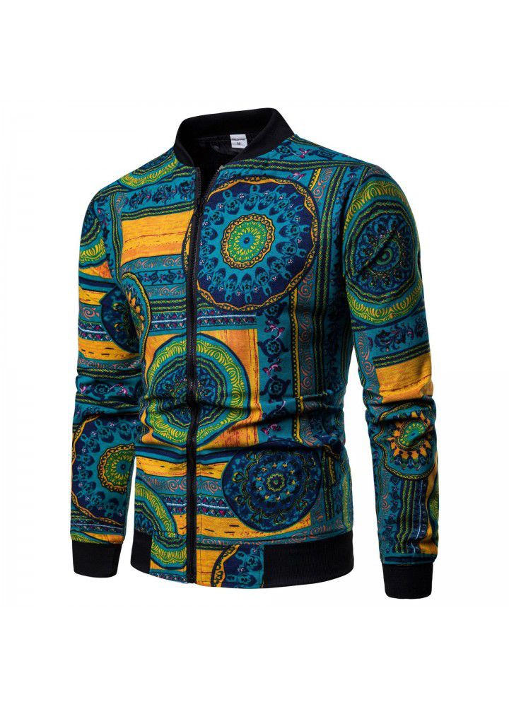 European Amazon 2019 new foreign trade new autumn and winter large men's floral splicing jacket jk06