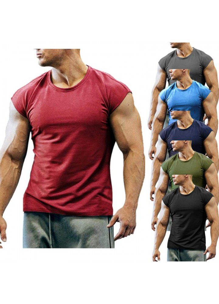 2020 new fashion sleeveless T-shirt men's summer leisure sports fitness men's short sleeve base shirt 