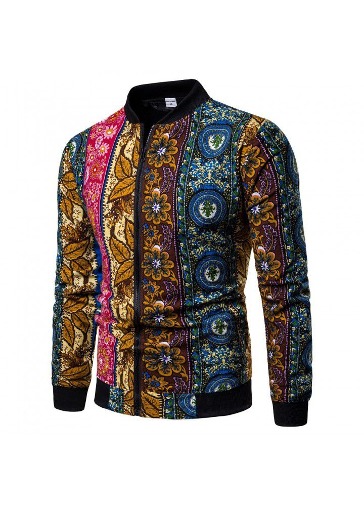 A new men's cotton and linen vertical collar jacket issued in autumn and winter of 2019